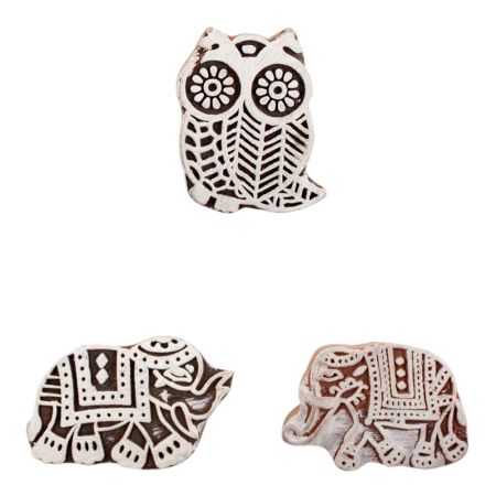 Set of 3 Piece New Mix Wooden Printing Block